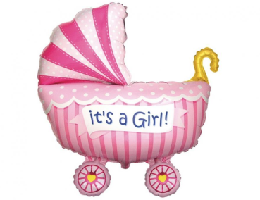 XL Folienballon Figur - Kinderwagen Mädchen - 61cm